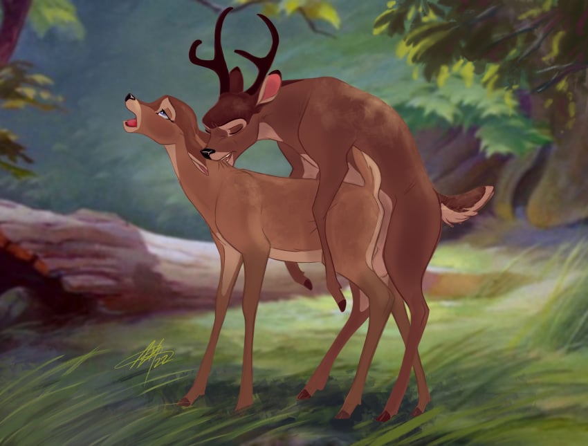 2022 absurd_res aerosaur83 ambiguous_penetration bambi_(character) bambi_(film) bite capreoline cervid detailed_background disney duo faline female female_penetrated feral feral_on_feral feral_penetrated feral_penetrating feral_penetrating_feral hi_res male male/female male_penetrating male_penetrating_female mammal outside penetration sex white-tailed_deer