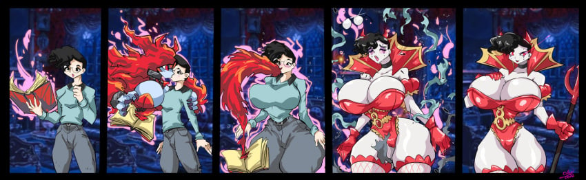 ass_expansion breast_expansion female hair_growth huge_ass huge_breasts identity_death oad-art pale_skin possession thick_thighs thigh_expansion transformation transformation_sequence wide_hips