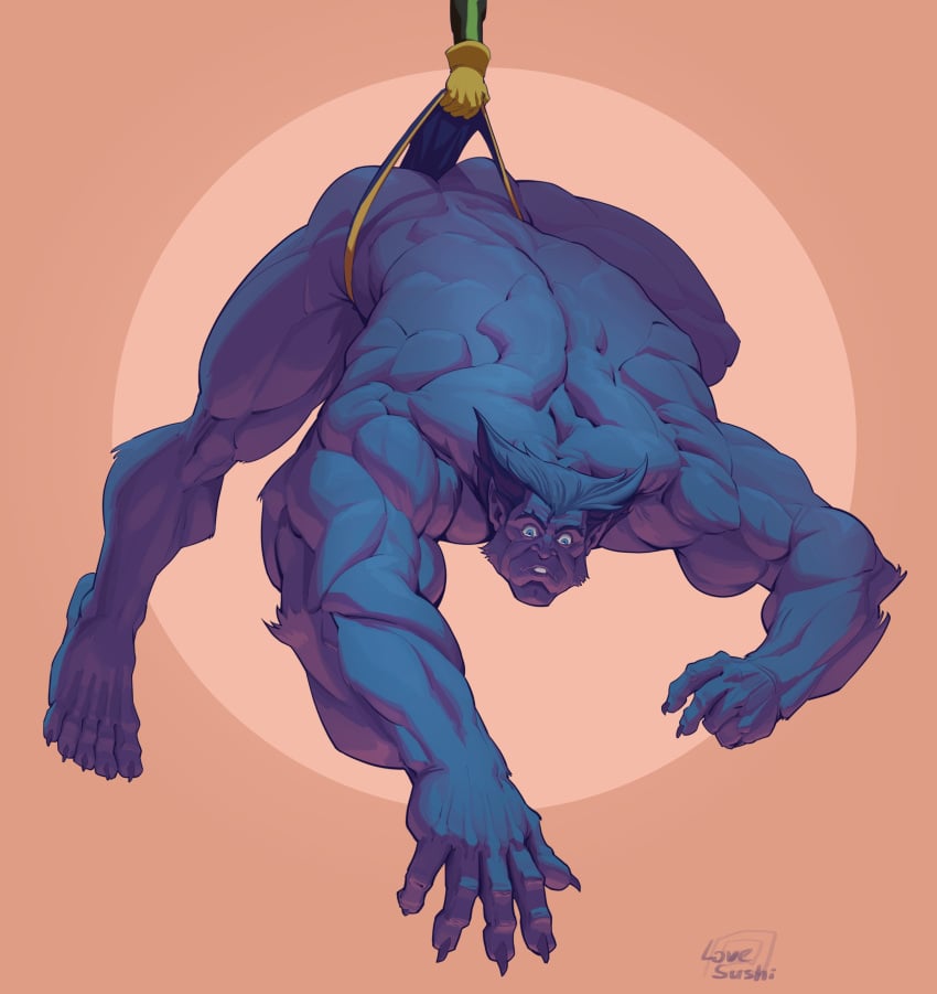 ass bara beast_(x-men) blue_body blue_fur blue_hair blue_skin clothing daddy hank_mccoy ilovefsushi male male_only marvel marvel_comics muscular_back muscular_male x-men