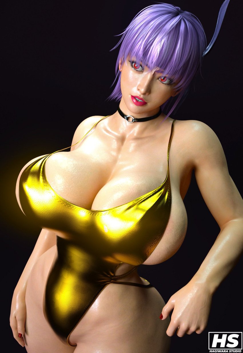 1girls 2024 3d 3d_(artwork) artist_logo artist_signature ayane_(doa) bangs big_breasts breasts busty choker cleavage color colored dead_or_alive full_color hagiwara_studio hair huge_breasts japanese japanese_female large_breasts light-skinned_female light_skin lipstick long_hair massive_breasts nail_polish nails naughty ponytail purple_hair red_hair red_lipstick red_nail_polish red_nails seductive swimsuit team_ninja thick_thighs thighs video_game video_game_character video_game_franchise video_games voluptuous voluptuous_female