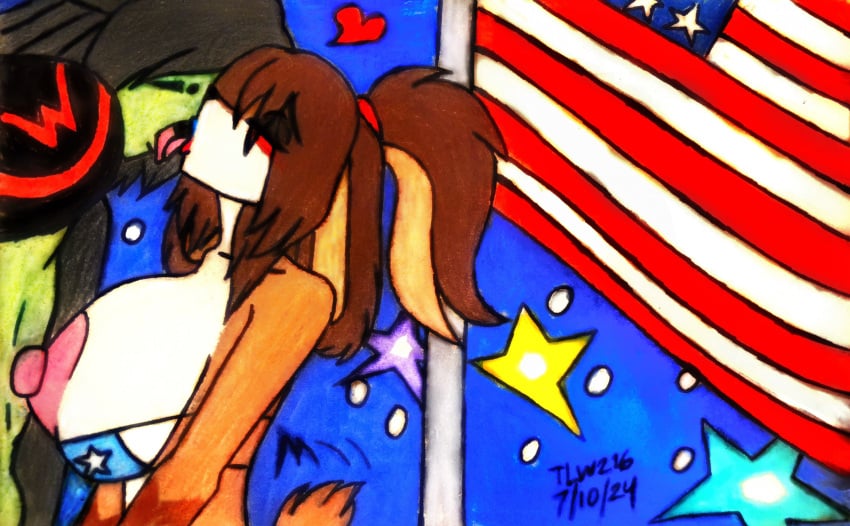 4th_of_july american_flag big_breasts blush breasts female fireworks flag hi_res holidays kissing lagomorph lepi lepi_(species) leporid licking lipstick lop_(star_wars) lop_(star_wars_visions) lop_and_ochou makeup male male/female mammal mirialan nipples outside rabbit star_wars star_wars_visions tail tail_motion tailwag theloanwanderer216 tlw216 tongue top_pulled_down traditional_media_(artwork) united_states_of_america