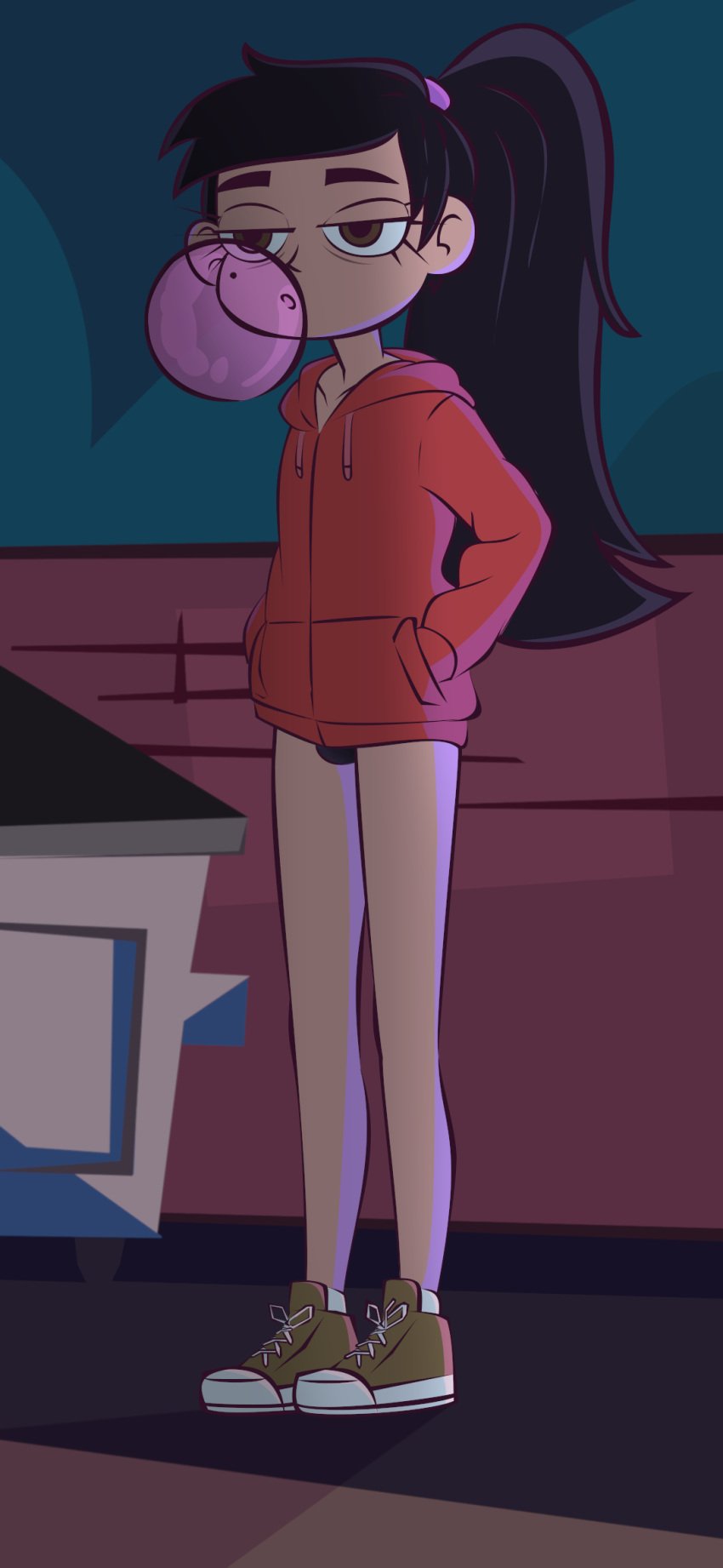 1boy brown_hair bulge disney_xd femboy gay jacket latino_male male male_only marco_diaz night panties pocket pockets princess_marco solo star_vs_the_forces_of_evil