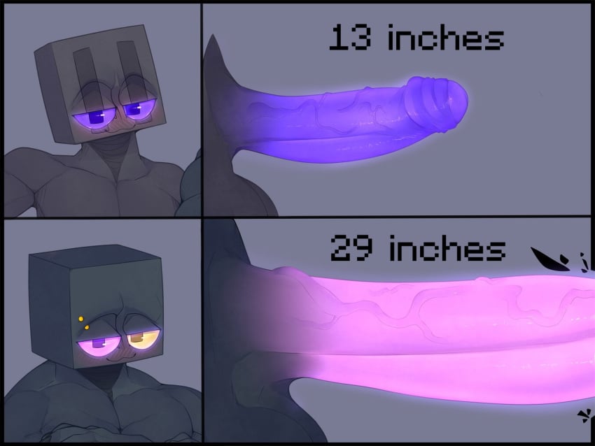 2boys anthro aurus_(endertwinks) big_penis chart cock_comparison deuzion enderman endertwinks gay huge_cock humanoid lykan_(endertwinks) lykansden male male_focus male_only massive_penis minecraft penis penis_size_comparison penis_size_difference tagme