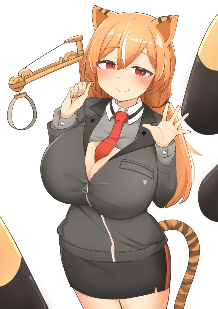 big_breasts boob_window busty cat_ears cleavage daebom original_character sturm_tiger sturmtiger tank war_thunder