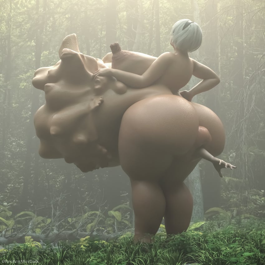 1girls 3d anal_vore anus ass belly belly_bulge big_ass big_belly big_breasts bones_in_belly breast_imprints breasts donut_anus face_imprint female female_pred foot_imprint forest hand_imprint hand_out huge_ass huge_belly huge_breasts imprint multiple_prey naked naked_female nier:_automata nipples nude nude_female puffy_anus reaching_out renrenvore same_size_vore stomach_bulge struggling struggling_prey unwilling_prey vore white_hair willing_pred yorha_2b