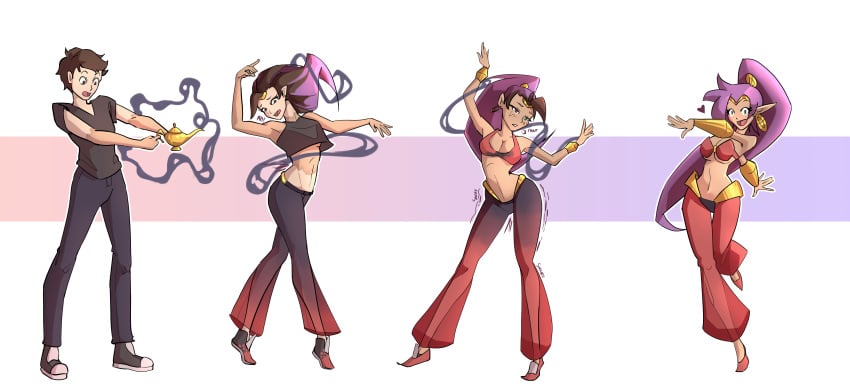 ass ass_expansion breast_expansion breasts ebonization female gender_transformation hair_color_change hair_growth identity_death luuco mtf_transformation race_swap shantae shantae_(character) smooth_skin tf_into_fictional_character thigh_expansion thighs transformation transformation_sequence