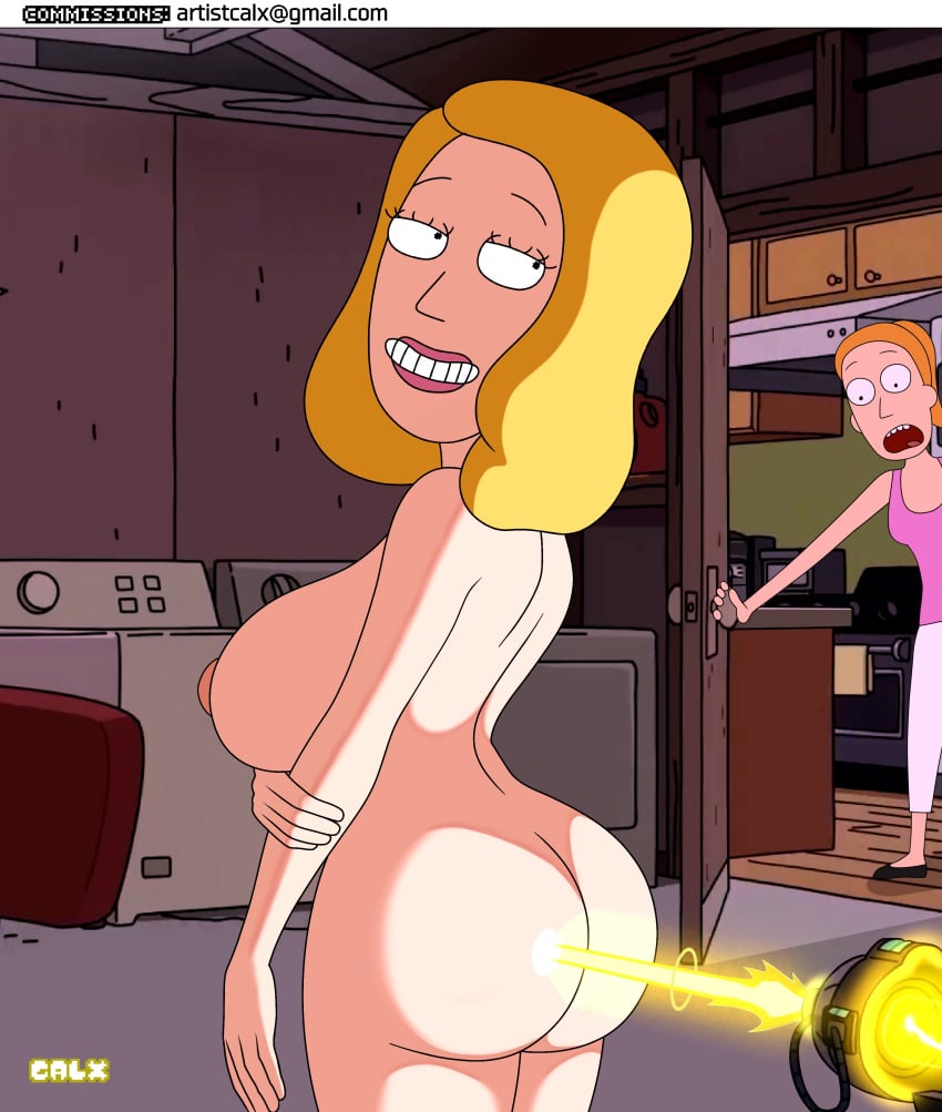 ass_expansion beth_smith big_ass big_breasts big_butt big_nipples breast_expansion calx_(artist) clothed_female_nude_female female_focus female_only laser laser_gun mother_and_daughter nude_female rick_and_morty summer_smith