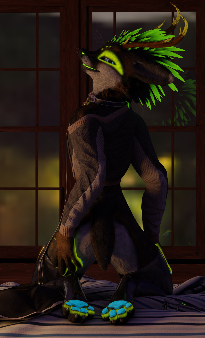 anthro anthro_only blender_(software) deer fox fur furry furry_only hybrid kiwidox kiwidox_(artist) male_only rexouium tagme twitter