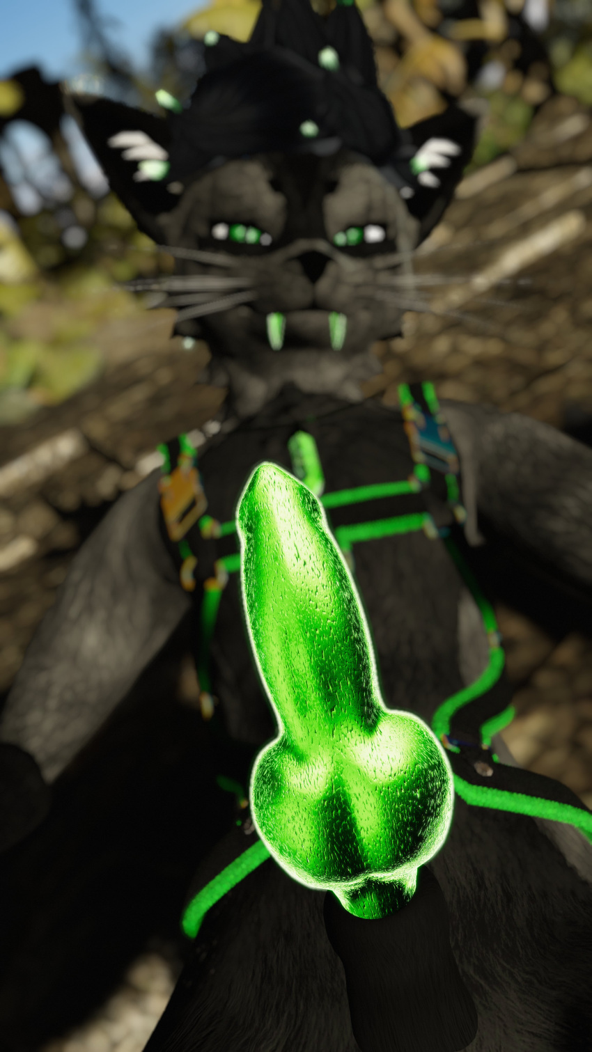 3d abs absurd_res absurdres animal_genitalia animal_genitals animal_penis anthro anthro_only balls black_balls canid canine canine_genitalia canine_genitals canine_penis erect erect_penis erection fur furry furry_only green_hair green_penis grey_fur harness hi_res high_resolution highres hoodbrailen knot large_filesize looking_at_viewer male male_only muscular muscular_anthro muscular_male naked nude penis rexouium tagme twitter url vr_media vrchat vrchat_avatar