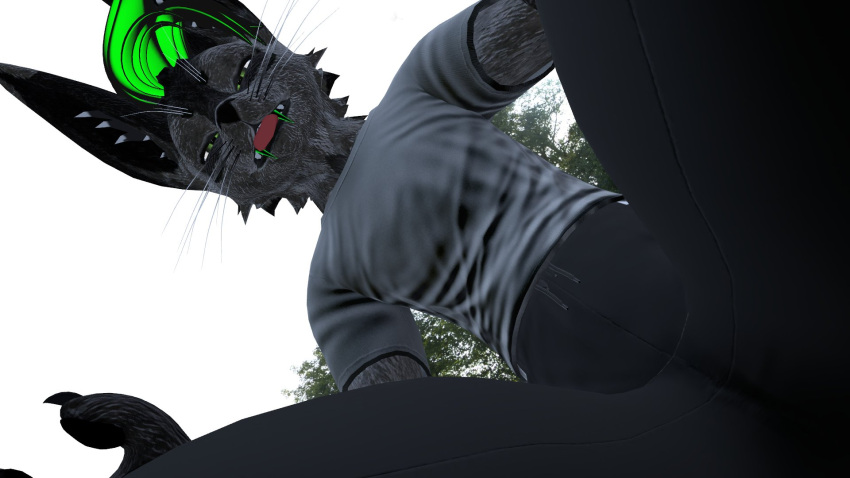 3d abs anthro anthro_only canid canine fur furry furry_only green_hair green_teeth grey_fur hoodbrailen male male_only muscular muscular_anthro muscular_male rexouium tagme twitter vr_media vrchat vrchat_avatar