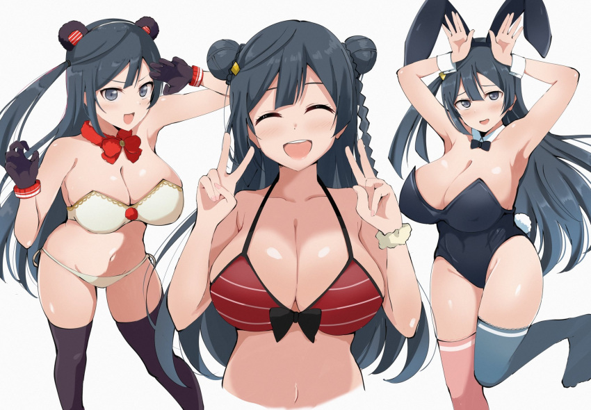 1girls bear_ears big_ass big_breasts big_hips bikini bikini_top black_hair breasts bunny_ears bunnysuit busty female female_only grey_eyes hair_bun hips huge_breasts intermammary_cleft kusogomiyaro long_hair love_live! love_live!_nijigasaki_high_school_idol_club tagme thick_thighs thighhighs thighs wewe yuuki_setsuna_(love_live!)