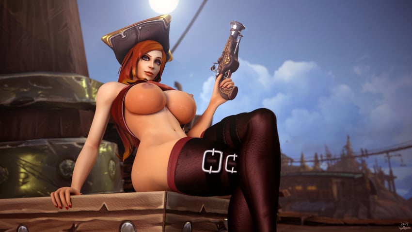 1girls 2019 blizzard_entertainment huge_breasts human human_(world_of_warcraft) light-skinned_female light_skin looking_at_viewer red_hair sitting solo thick_thighs thighhighs valkyrien warcraft world_of_warcraft