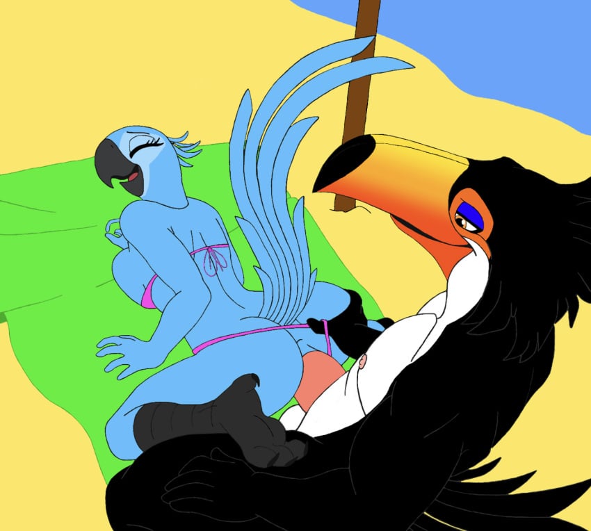 anus avian beach big_ass big_breasts big_butt bikini bikini_bottom bikini_top bird blue_macaw blue_skin cheating cheating_wife drako1997 feathers feathery_butt furry jewel_(rio) macaw moaning parrot rafael_(rio) rio_(film) rio_(series) toucan vaginal_penetration