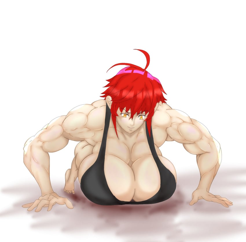 1girls exercise fire_emblem fire_emblem_fates hinoka_(fire_emblem) huge_breasts kamui_(artist) large_breasts muscular muscular_female orange_eyes push-up red_hair short_hair tank_top