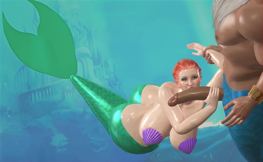 ariel ass big_ass big_breasts big_butt blowjob breasts disney female fish king_triton kissing_penis large_ass large_breasts large_penis lips mermaid mermaid_tail natsa ocean oral penis sea sex straight sucking sucking_penis the_little_mermaid underwater water