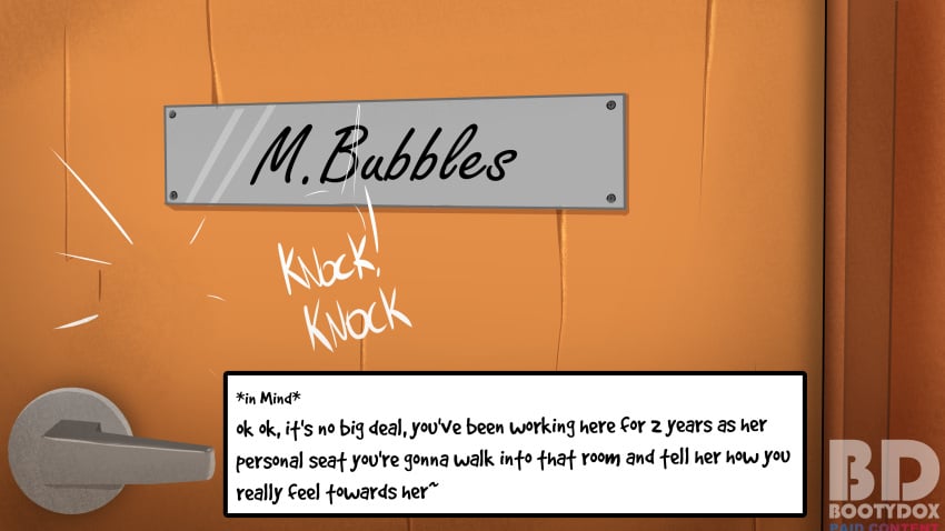 bootydox comic door doorknob jackbox_games jackbox_party_pack_8 job_job knocking_on_door name_plaque text_box thinking