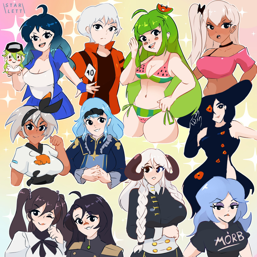 5_fingers albedo_(ben_10) alternate_costume alternate_hairstyle artist_name bea_(pokemon) ben_10 ben_10_omniverse bikini bikini_bottom bikini_top blue_hair breasts c_starlett character_request cleavage crossover female fire_emblem fire_emblem:_three_houses fire_emblem_warriors:_three_hopes gray_hair grey_hair long_hair marianne_von_edmund multiple_girls n_(pokemon) natural_harmonia_gropius nintendo official_alternate_costume official_alternate_hairstyle plushie pokemon pokemon_ss short_hair timara_(ti_keep) vannamelon vannamelon_(copyright) watermelon_bikini