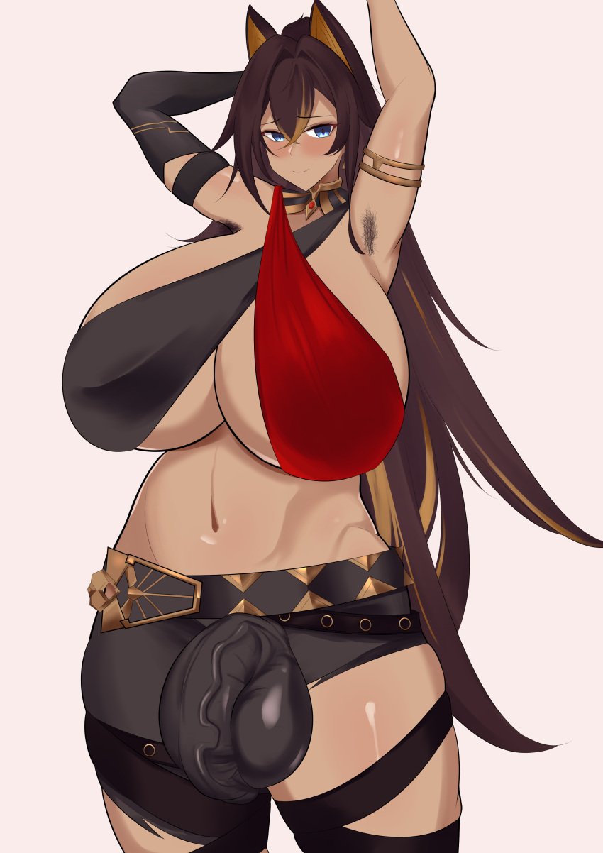 1futa 2022 animal_ears armpit_hair balls big_breasts big_bulge big_thighs blue_eyes blueflamesecond breasts brown_hair busty cleavage clothed clothing dark_skin dehya_(genshin_impact) dickgirl elbow_gloves flaccid futa_only futanari genshin_impact gigantic_breasts huge_breasts huge_thighs human humanoid humanoid_penis kemonomimi large_breasts large_thighs light-skinned_futanari light_skin long_hair massive_breasts massive_thighs navel partially_clothed penis solo solo_futa standing testicles thick_thighs thighs veiny_penis wide_thighs