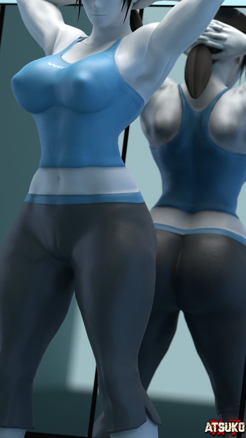 1girls 3d ass athletic_female atsuko_(artist) breasts nintendo skin_tight solo solo_female tagme wii_fit wii_fit_trainer yoga_pants