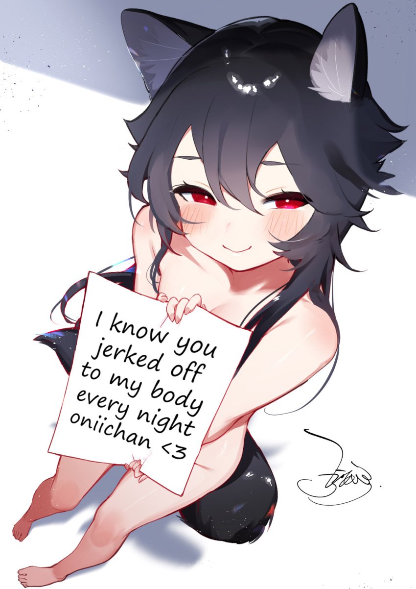 ejami english_text no_nut_november nude original paper red_eyes small_breasts wolf_ears wolf_tail