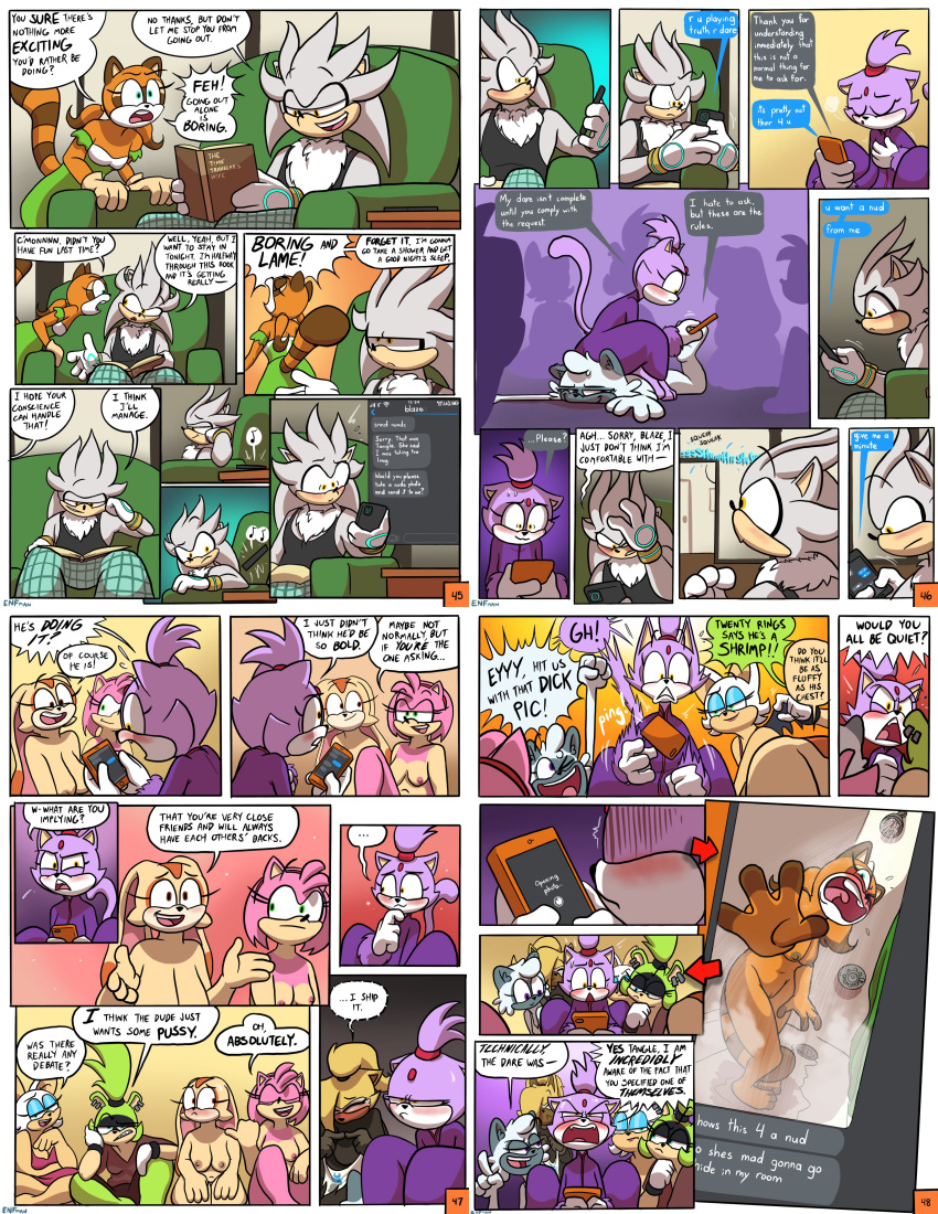 aged_up amy_rose blaze_the_cat breasts comic cream_the_rabbit dialogue enf english_text idw_comics idw_publishing marine_the_raccoon mobian_(species) multiple_pages page_45 page_48 pussy rouge_the_bat sega shower silver_the_hedgehog sonic_(series) sonic_the_hedgehog_(comics) sonic_the_hedgehog_(idw) sonic_the_hedgehog_(series) surge_the_tenrec tangle_the_lemur theenfman whisper_the_wolf