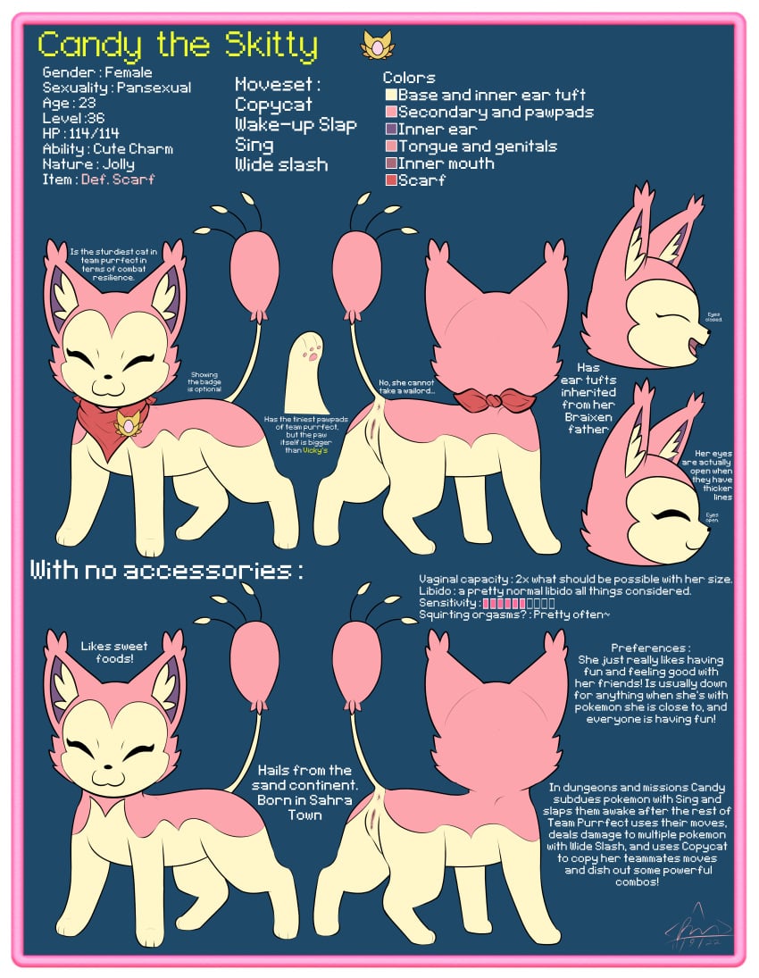 absurd_res alpha_channel anus ass bandana bandanna_on_neck bandanna_only border candy_the_skitty closed_eyes digital_media_(artwork) english_text felid female feral fur generation_3_pokemon genitals hi_res inner_ear_fluff kerchief kerchief_only mammal model_sheet mostly_nude nintendo open_mouth pawpads paws pokemon pokemon_(species) pokemon_mystery_dungeon pussy rymherdier simple_background skitty smile solo standing text transparent_border tuft video_games