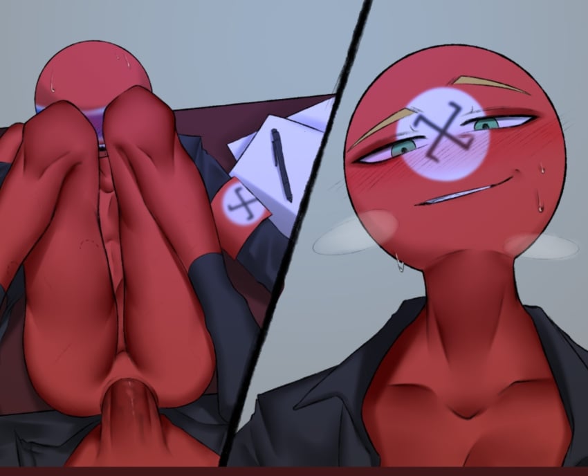 2boys countryhumans gay male/male male_only nazi_germany_(countryhumans) on_desk swallowtaie thailand_(countryhumans) third_reich_(countryhumans)