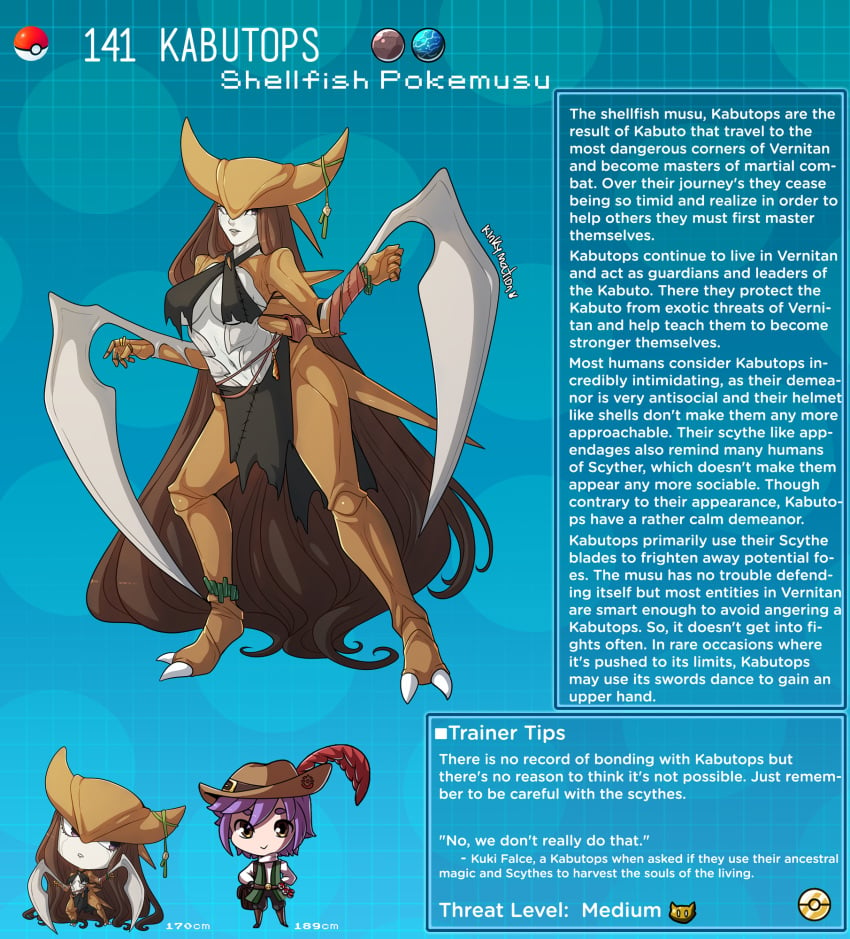 creature_index english_text female_focus fossil_pokémon hi_res kabutops kinkymation nintendo page_141 page_number pokémon_(species) pokemon pokemon-girl_encyclopedia pokemorph pokemusu profile tagme terrance_rainer_(kinkymation) text_box