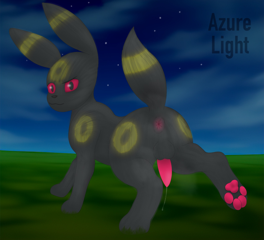 :3 anus ass azurelight balls eeveelution feral fur furry furry_only generation_2_pokemon genitals hi_res leaking looking_back male male_only nintendo pawpads paws penis pokemon pokemon_(species) presenting presenting_anus presenting_hindquarters solo tail umbreon video_games