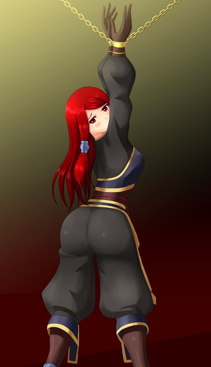 ass blazblue bondage chained looking_back tagme tsubaki_yayoi