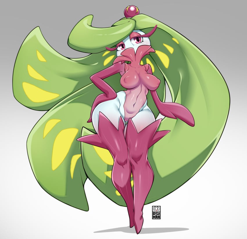 bayeuxman big_breasts big_eyelashes boots breasts cameltoe crown eyelashes fingerless generation_7_pokemon green_hair hands_on_hips hidden_mouth hips leotard long_hair mouthless multicolored_body multicolored_hair nintendo nipples_covered nipples_visible_through_clothing no_mouth plant plant_girl pointed_feet pokémon_(species) pokemon pokemon_sm purple_body purple_eyes purple_skin pussy_covered tsareena very_long_hair white_body white_skin wide_hips