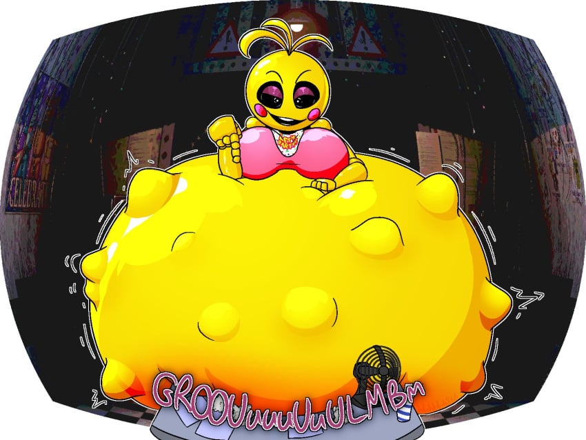 1girls animatronic blahblah866 chicken fat female five_nights_at_freddy's five_nights_at_freddy's_2 imminent_vore morbidly_obese_female robot scottgames stomach_bulge toy_chica_(fnaf) vore