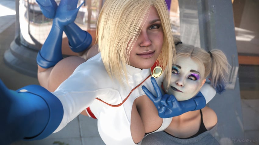 2girls 3d alien alien_girl alien_humanoid batman_(series) big_ass big_breasts breasts bust busty chest clown clown_girl curvaceous curvy curvy_figure dc dc_comics female harleen_quinzel harley_quinn hips hourglass_figure huge_ass huge_breasts humanoid justice_league justice_society_of_america kara_zor-el karen_starr karen_starr kryptonian large_ass large_breasts legs light-skinned_female light_skin mature mature_female otacon212 power_girl slim_waist superman_(series) thick thick_hips thick_legs thick_thighs thighs voluptuous waist wide_hips