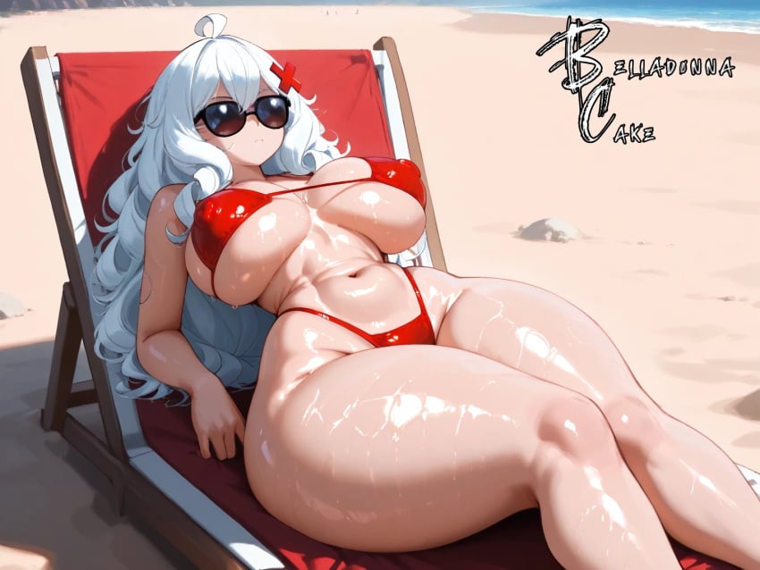 1girls ass beach beach_background beach_chair belly_button big_ass big_breasts big_butt bikini bikini_top bubble_butt dat_ass erispheria female_focus goddess hair_ornament hourglass_figure huge_breasts large_breasts legs long_hair nipples seductive_look sunglasses thick_legs thick_thighs twitch twitter virtual_youtuber visible_nipples vtuber white_hair wide_hips youtube youtuber