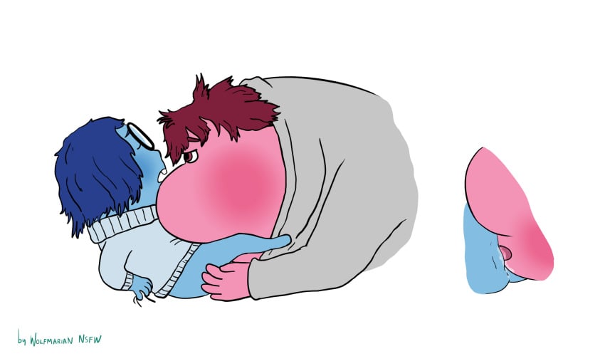 1boy 1girls 2025 blue_skin blush clothed clothed_sex cunnilingus disney eating_pussy embarrassment_(inside_out) female fluids inside_out inside_out_2 licking_pussy male male/female moaning open_mouth pink_skin pixar sadness_(inside_out) size_difference smaller_female straight straight_sex tongue_in_pussy wolfmarian