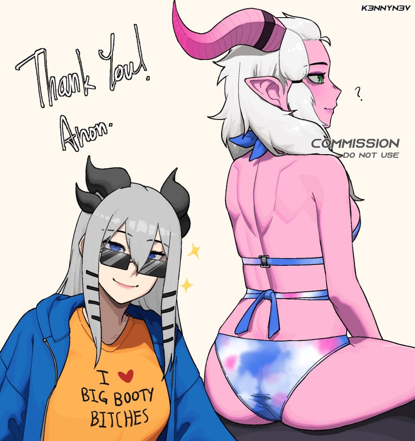 2girls ? ass ass_focus big_ass female female_only horns k3nnyn3v original original_character yuri