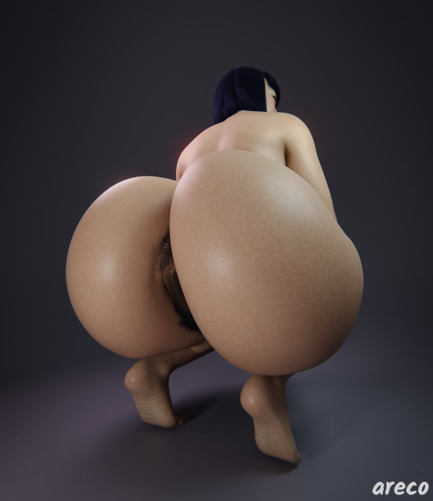 1girls 3d 3d_(artwork) areco ass barely_visible_genitalia big_ass big_butt bob_cut boruto:_naruto_next_generations completely_nude completely_nude_female curvy dark_hair dat_ass feet female female_only full_body hair hairy hairy_anus hairy_pussy huge_ass hyuuga_hinata light-skinned_female milf naked naked_female naruto naruto_(series) nude nude_female pubic_hair short_hair soles solo solo_female squatting thick_thighs voluptuous wide_hips