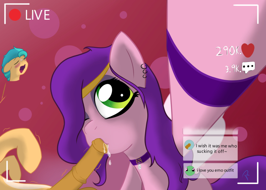 chat chat_box cum fellatio hitch_trailblazer_(mlp) kissing_penis livestream male mlp_g5 my_little_pony penis pipp_petals_(mlp) reinbou self_upload