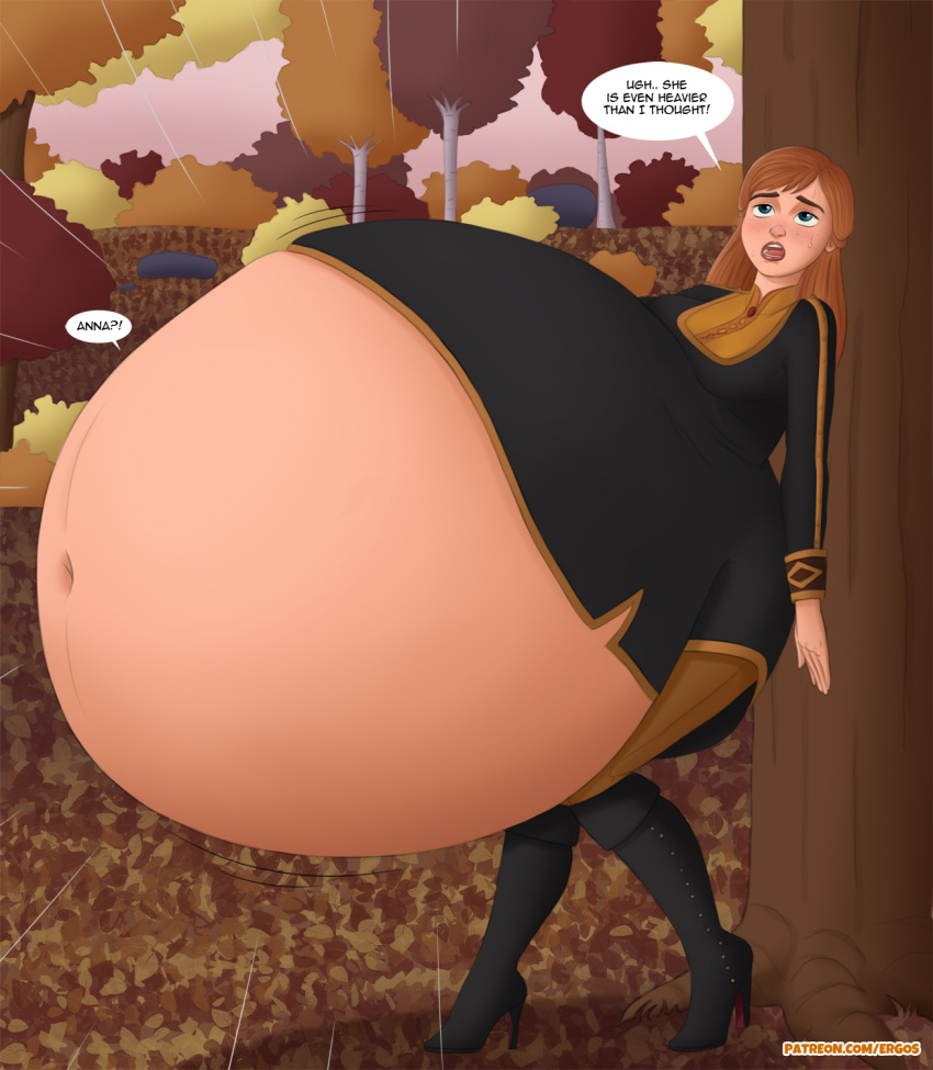 ! ?! anna_(frozen) belly big_belly digestion disney elsa_(frozen) english_text ergos female frozen_(film) frozen_2 huge_belly huge_stomach inside_stomach post_vore same_size_vore text vore