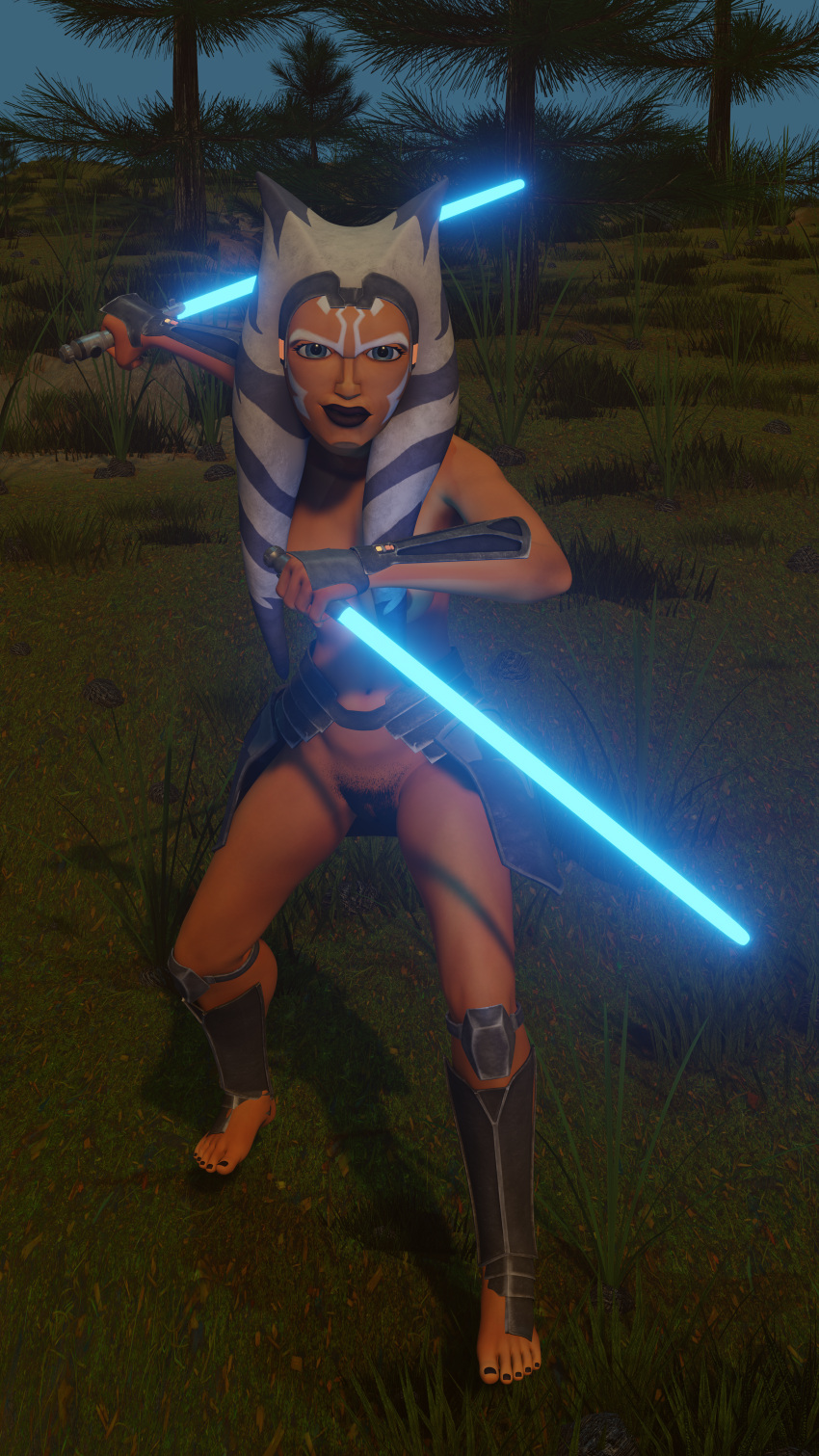 1girls 3d absurd_res ahsoka_tano airress3d_(3d-modeller) alien anthro armor female female_only hairy_pussy hi_res huge_filesize humanoid lightsaber lord_of_the_thighs_(thighlord) melee_weapon pubs solo star_wars the_clone_wars:_season_seven togruta weapon