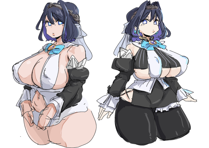 1girls bangs big_breasts black_legwear blue_bow blue_eyes blue_hair blue_ribbon bow bow_earrings bowtie breasts broach chain chains cleavage clothed clothing collar curvy dark_blue_hair dark_hair detached_sleeves earring female female_focus female_human female_only frilled_dress fully_clothed hair_accessory hair_intakes hair_ornament hololive hololive_english hololive_english_-council- hololive_english_-promise- hololive_myth hourglass_figure huge_breasts human leebongchun light-skinned_female light_skin looking_at_viewer miniskirt nipple_bulge ouro_kronii pale-skinned_female pale_skin ribbon ribbon_earrings short_hair solo standing thick_thighs thighhighs thighs underboob virtual_youtuber wide_hips youtube youtuber