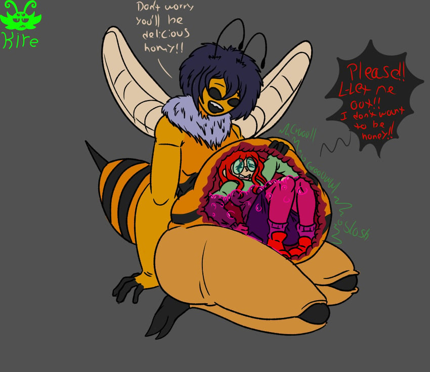 2boys bee begging begging_for_mercy begging_to_stop big_ass big_butt blue_hair bubble_butt bubbles digesting digesting_prey digestion digestion_noises digestive_fluids femboy glasses green_clothing human kire_the_cat oc predator/prey red_hair screaming stomach_acid stomach_deformation stomach_noises vore vore_belly x-ray