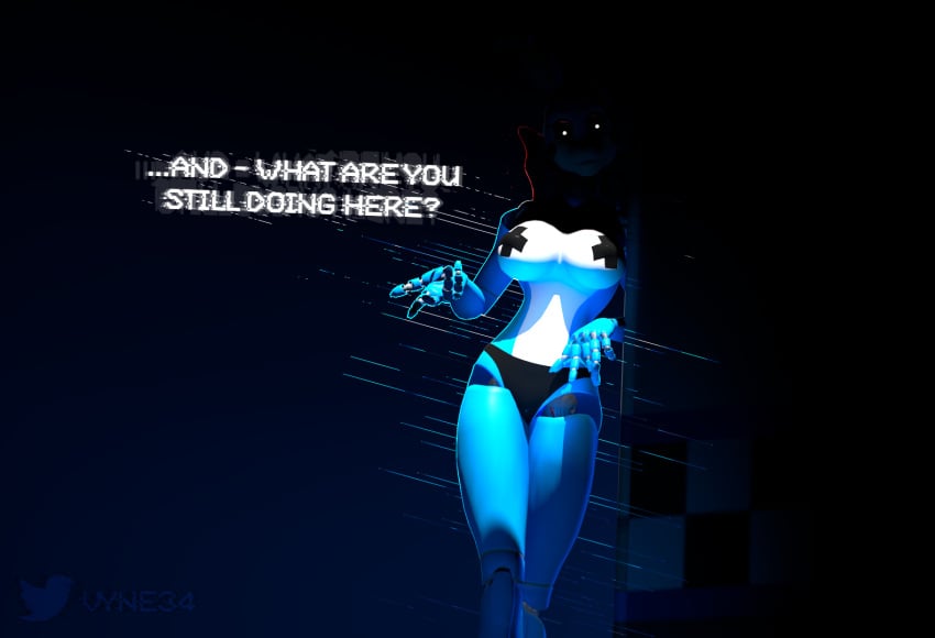 1girls 3d 3d_(artwork) animatronic big_breasts bikini bonnie_(fnaf) five_nights_at_freddy's five_nights_at_freddy's_2 furry glitch glitching glowing_eyes intimidating intimidation looking_at_viewer nipple_tape rabbit rabbit_ears robot robot_girl slim slim_waist source_filmmaker taped_nipples toy_bonnie_(fnaf) vyne