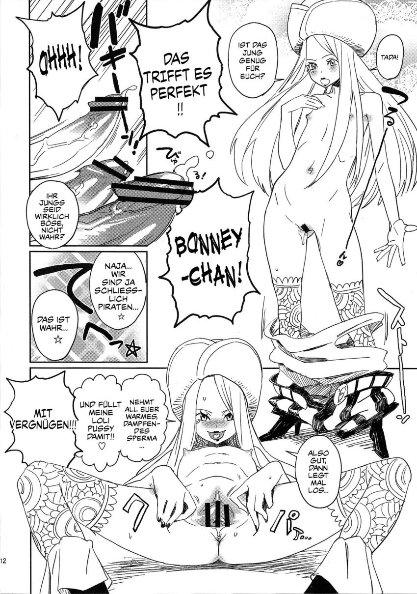 aged_down bobobo censored comic deutsch female female_focus german german_text jewelry_bonney male manga milf one_piece page_12 page_number pirate right_to_left transformation