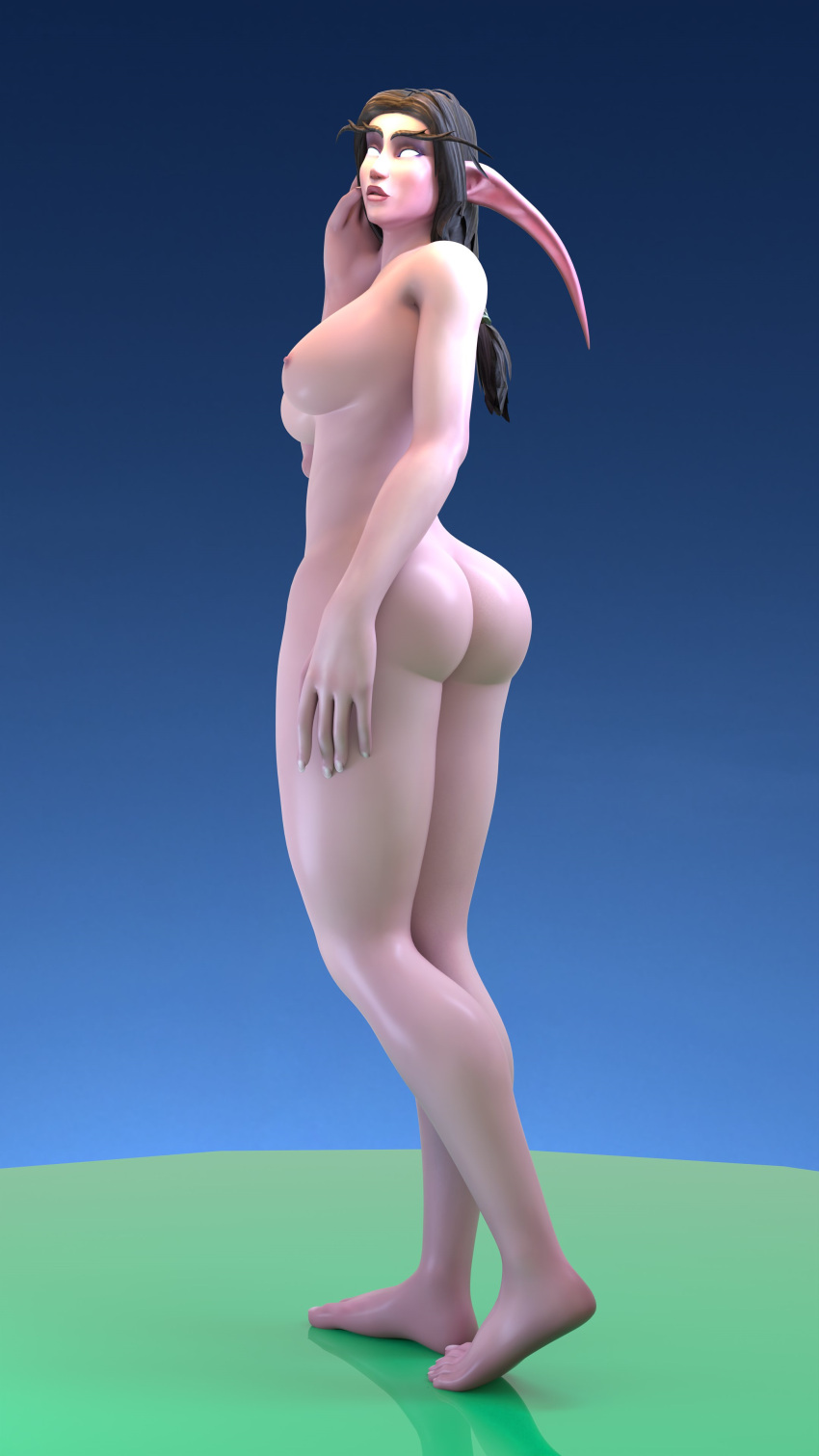 1girls 3d ass barefoot breasts bubble_ass bubble_butt elf feet female female_only hammyslewds legs looking_at_viewer night_elf nipples pale-skinned_female pale_skin pink_skin pose posing soles solo thighs toes warcraft world_of_warcraft wow