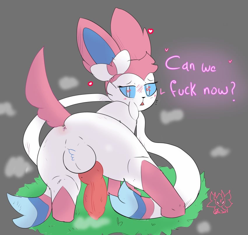 <3_eyes animal_genitalia anthro_only anus ass balls begging big_balls big_butt big_penis blue_sclera canid canine colored eeveelution erection femboy feral fur generation_6_pokemon genitals girly heart hi_res jozzz looking_at_viewer looking_back male male/male male_only male_sylveon mammal musk nintendo no_humans penis pink_body pink_fur pokemon pokemon_(species) presenting presenting_hindquarters rainbow ribbons simple_background solo solo_anthro squish sylveon text video_games white_body white_fur