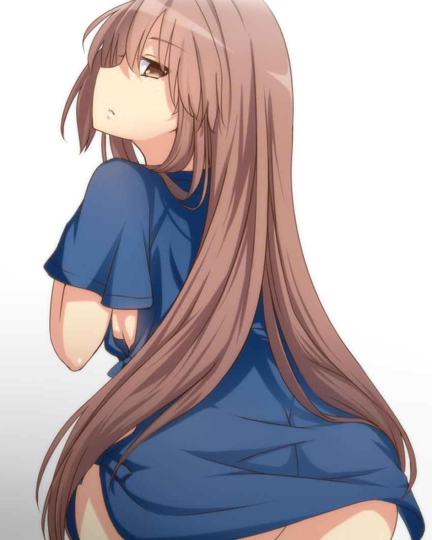 10s 1girls 2013 ass ass_focus big_ass booty bottomless breasts brown_eyes brown_hair brunette clone from_behind gown hi_res hospital_gown long_hair looking_back matching_hair/eyes misaka_imouto misaka_imouto_9982 no_bra no_panties shirt side_slit sideboob small_breasts solo t-shirt teenage_girl teenager to_aru_kagaku_no_railgun to_aru_majutsu_no_index tori_(minamopa) young