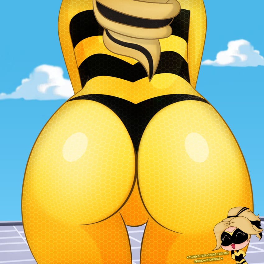 4427strudel ass bee bee_girl big_ass black_and_yellow_clothing blonde_hair blonde_hair blonde_hair blonde_hair chibi chloe_bourgeois clouds miraculous:_tales_of_ladybug_and_cat_noir miraculous_ladybug superheroine tight_bodysuit tight_clothing yellow yellow_and_black yellow_suit