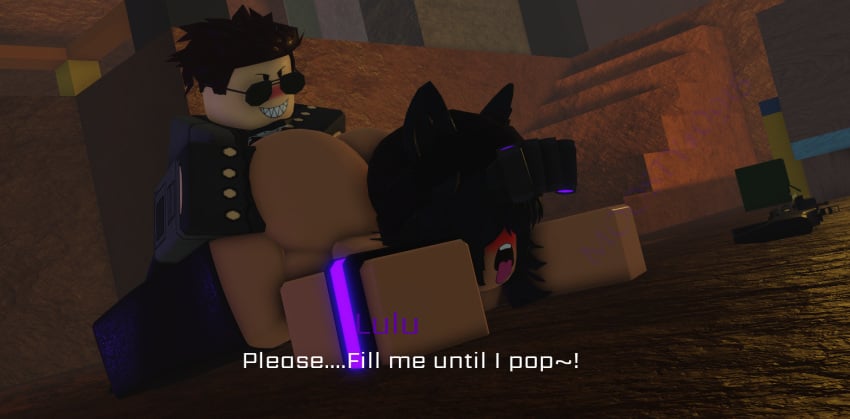 1boy 1girls 3d aviator_sunglasses decaying_winter dialogue doggy_style evil_grin gun lulu_(decaying_winter) machine_gun moosty night_vision_goggles open_mouth pushed_down roblox roblox_game robloxian skull_mask source_request tagme tongue_out yosef_(decaying_winter)