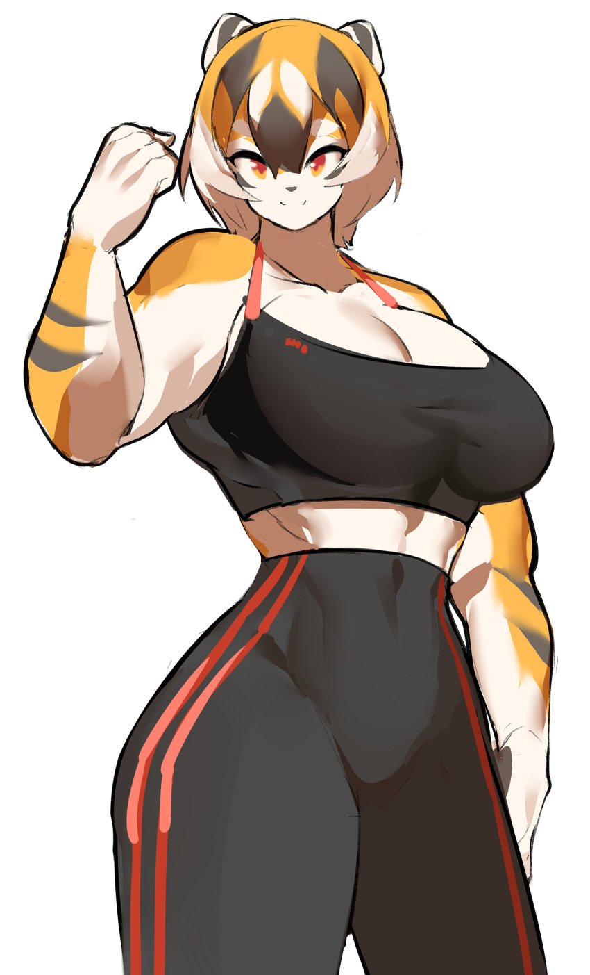 1girls amber_eyes anthro arknights aspirindabaitu big_breasts breasts female gym_uniform hair_between_eyes huge_breasts large_breasts leggings looking_at_viewer muscle_tone muscular muscular_female mx99926 short_hair smile tagme tiger_ears tiger_girl tiger_tail two_tone_body two_tone_fur two_tone_hair voluptuous waai_fu_(arknights) wide_hips